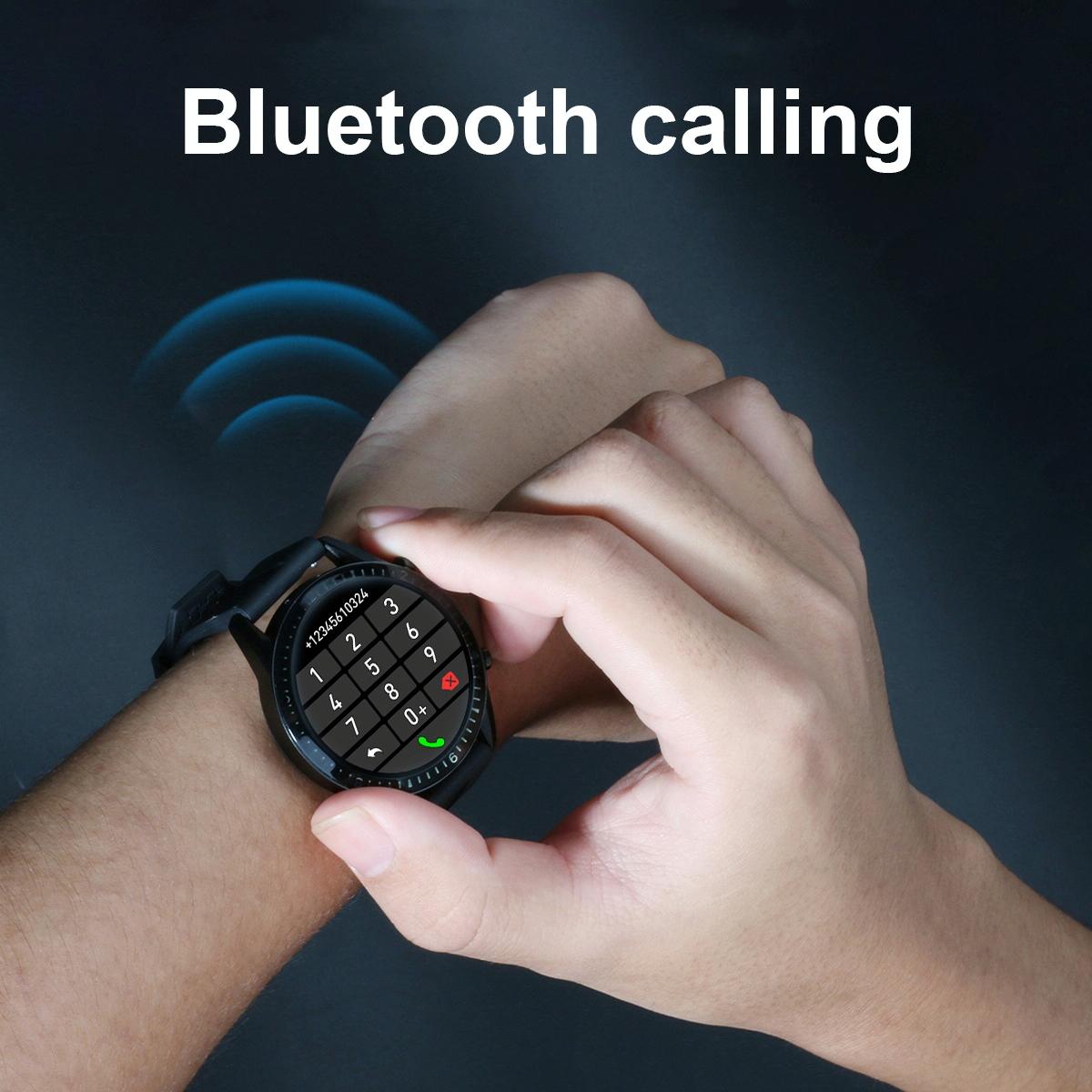 1.3 Inch Heart Rate / Blood Pressure / Blood Oxygen Monitoring Watch - Brown Leather