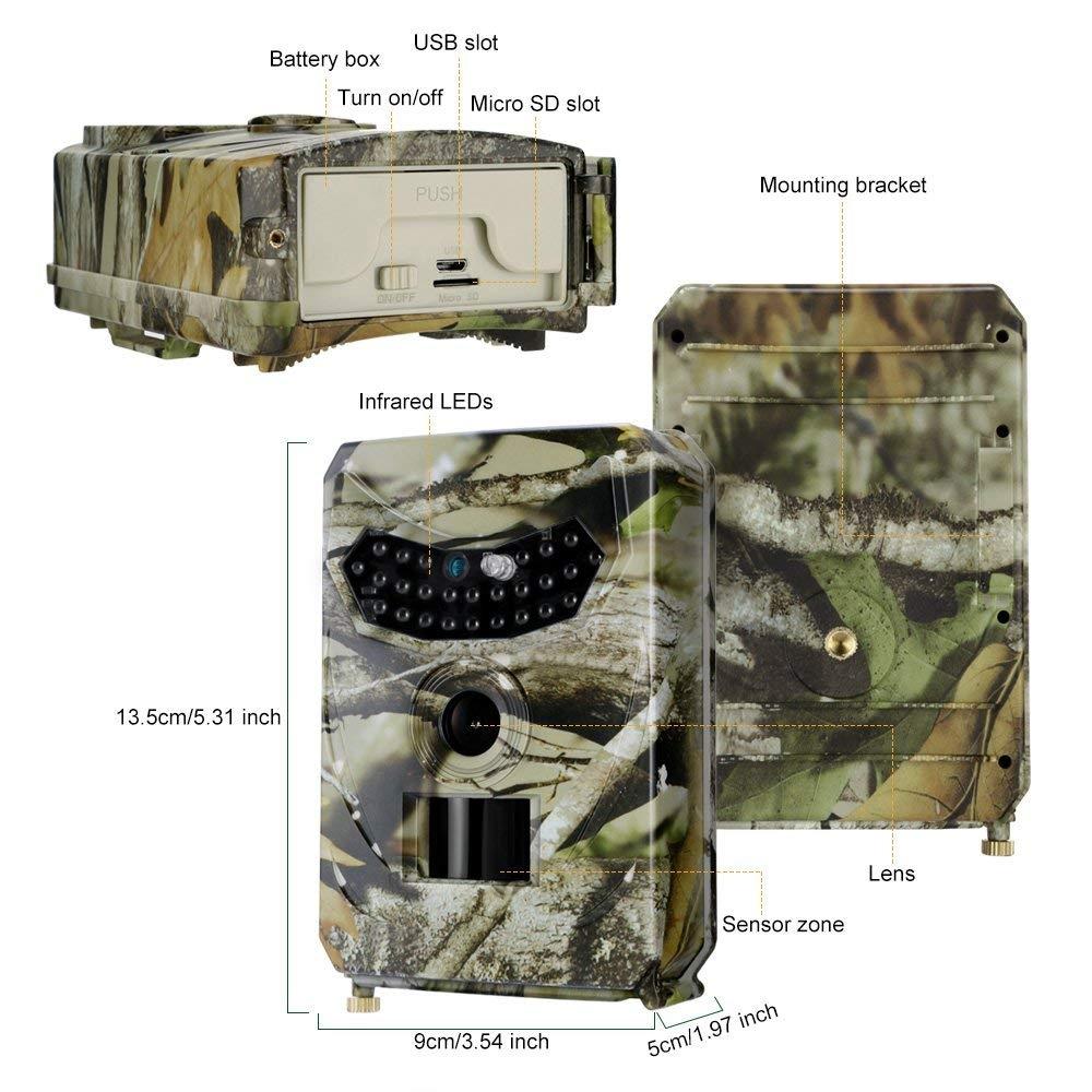 Waterproof Night Vision Hunting Trail Camera With Wide Angle And Pir Sensor