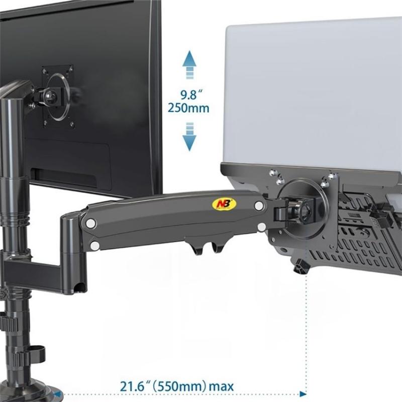 Full Motion Dual Arm Clamp for 22-32 Inch Lcd Tv Monitor Desk Holder with Gas Spring