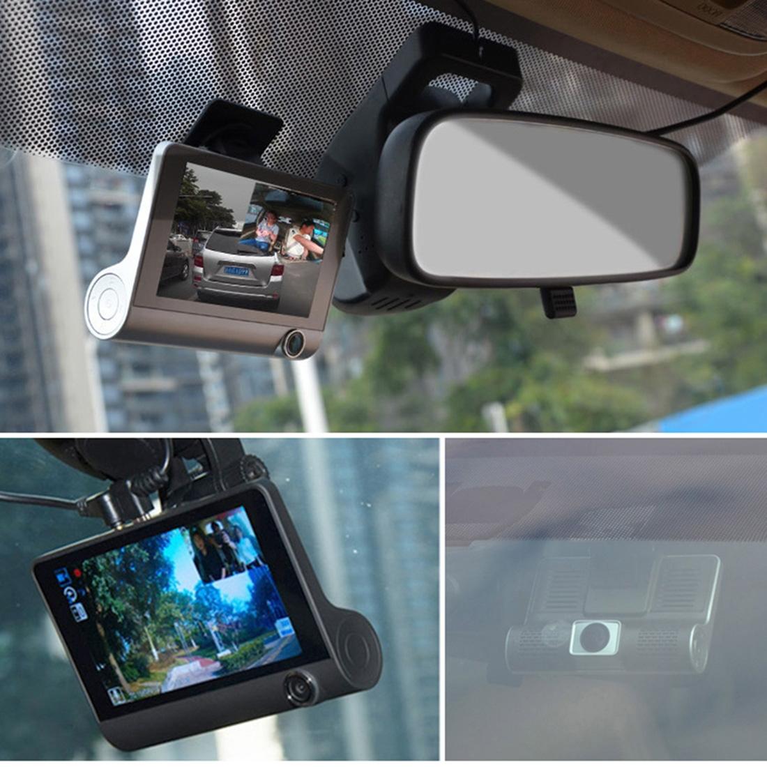 Full Hd 1080p 3-channel Car Dvr with 4 Ips Screen 5mp Camera and 170 Degree Wide Angle