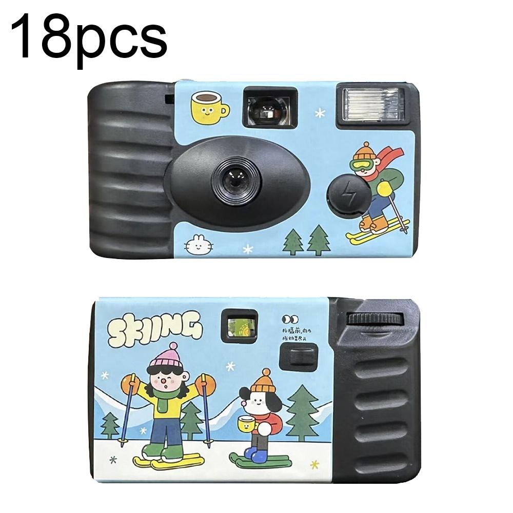18pcs Sking Retro Film Camera Waterproof Cartoon Decorative Stickers Without Camera