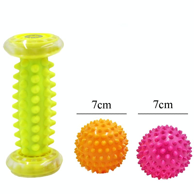 Plantar Fascia Massage Ball Handheld Fitness Ball For Muscle Relaxation 7Cm Yellow Foot Bottom With Tattoo Design