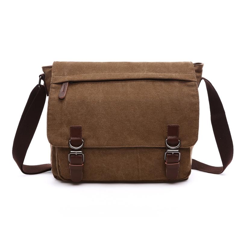 Multi Purpose Coffee Canvas Messenger Bag For Business And Tech
