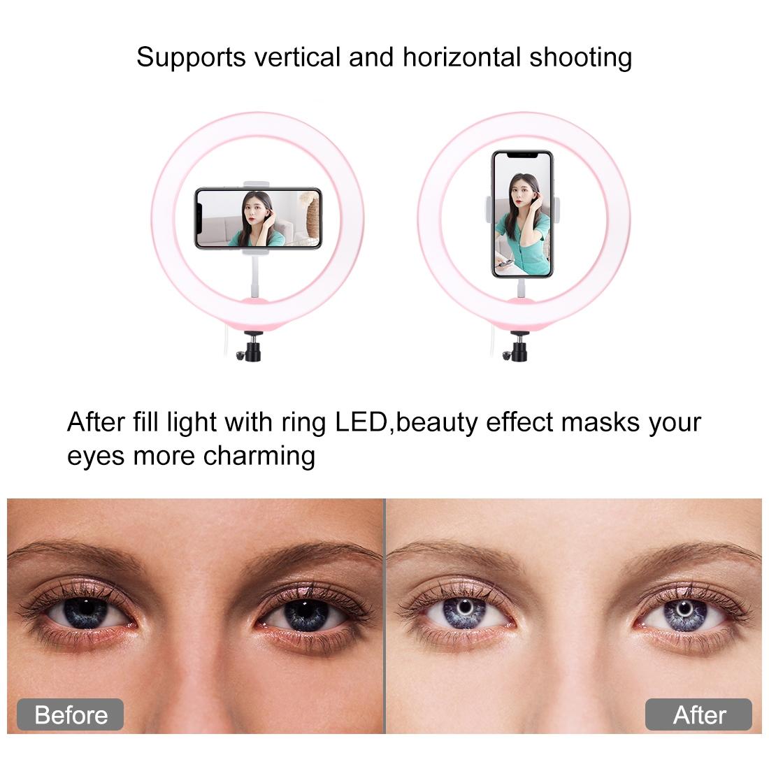 26cm Dimmable Led Ring Light with Tripod and Phone Clamp - Black