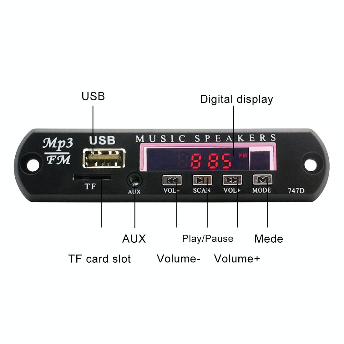 12V Car Mp3 Player Board - Fm Radio Tf Usb Aux - No Bluetooth / Recording