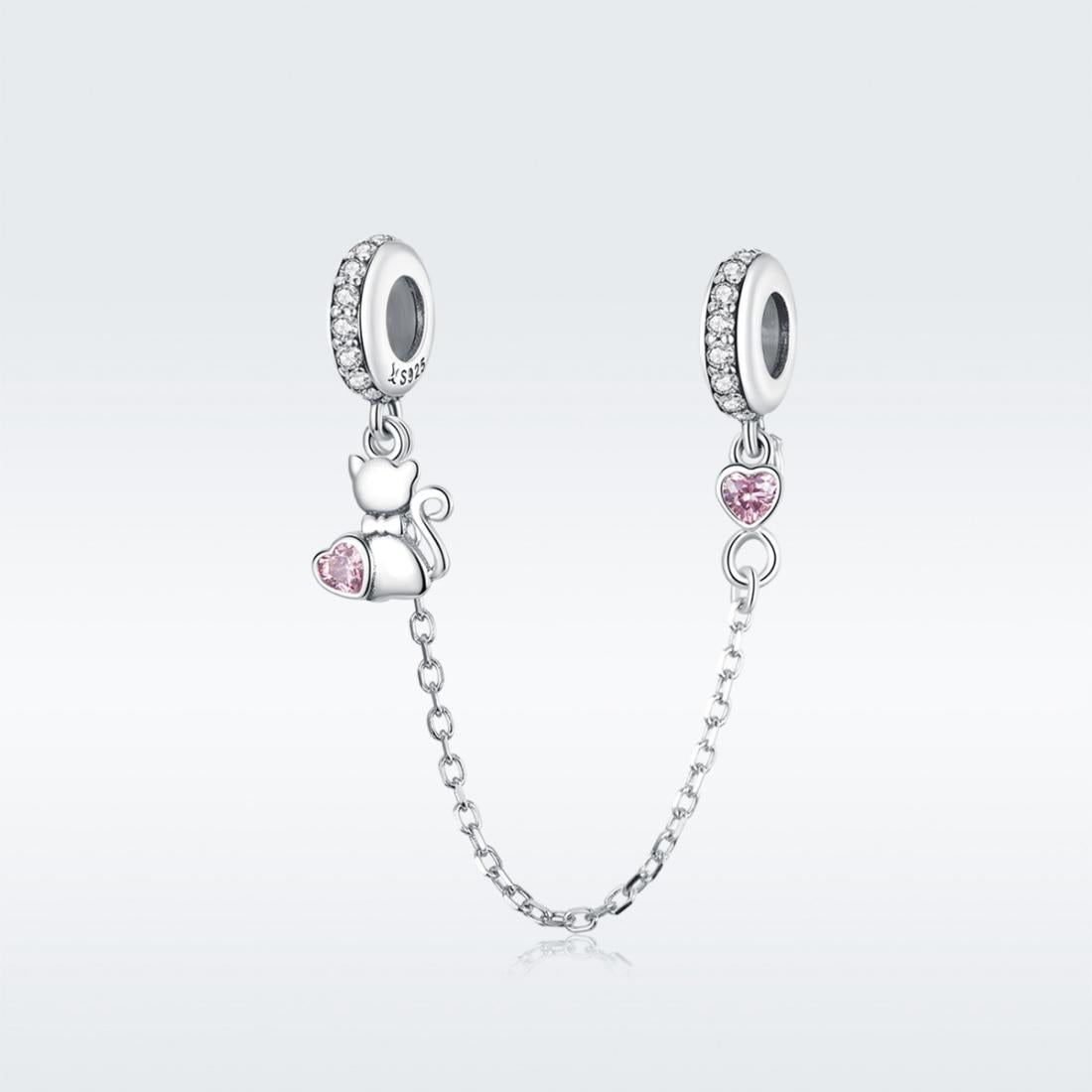 925 Sterling Silver Cat Safety Chain For Diy Bracelets