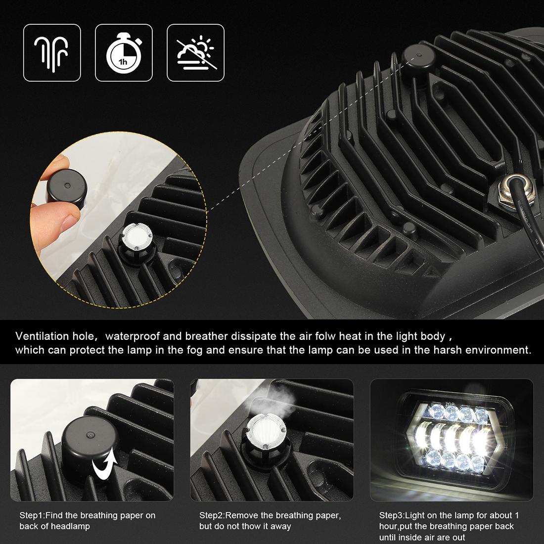 7 Inch H4 Dc 9V - 30V 3000Lm 6000K 30W Ip67 8Led Lamp Beads Car Square Shape Led Headlight Lamps For Jeep Wrangler