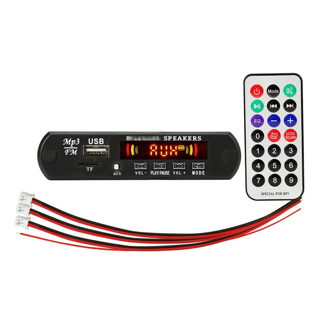 12V Car Mp3 Player Board With Fm Radio Bluetooth Recording Power Amp Remote - Usb / Tf / Aux