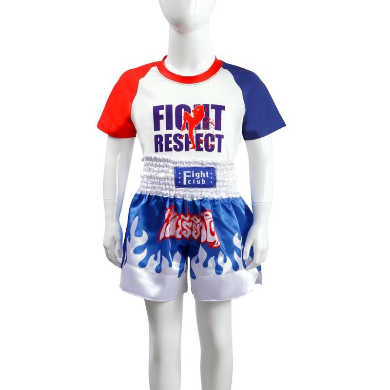 Kids Boxing Set - Sparring Shorts And Tights - Bright Green - Fight Red Blue - M