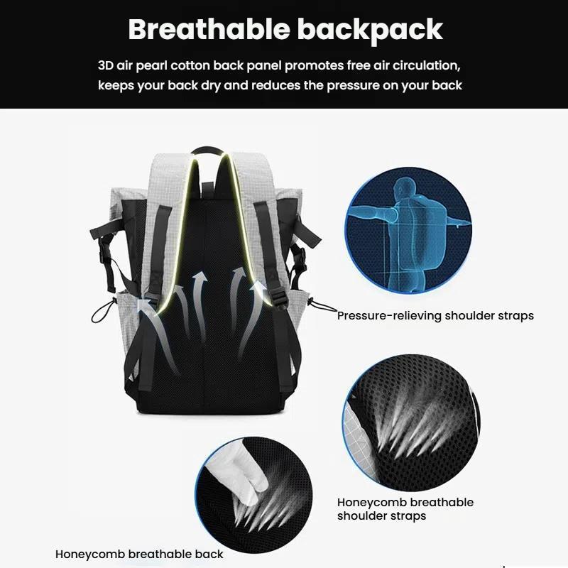 Large Capacity Contrast Backpack For Commuting - Black