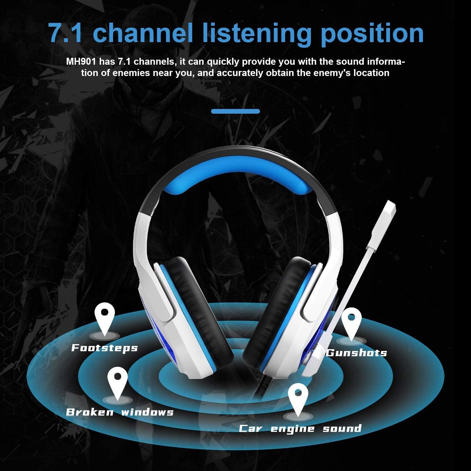 7.1 Channel Usb Gaming Headset With Mic Blue / White