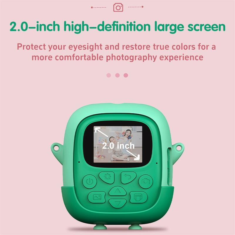 720P Hd Reversible Mini Digital Camera For Children - Cartoon Print - Pink