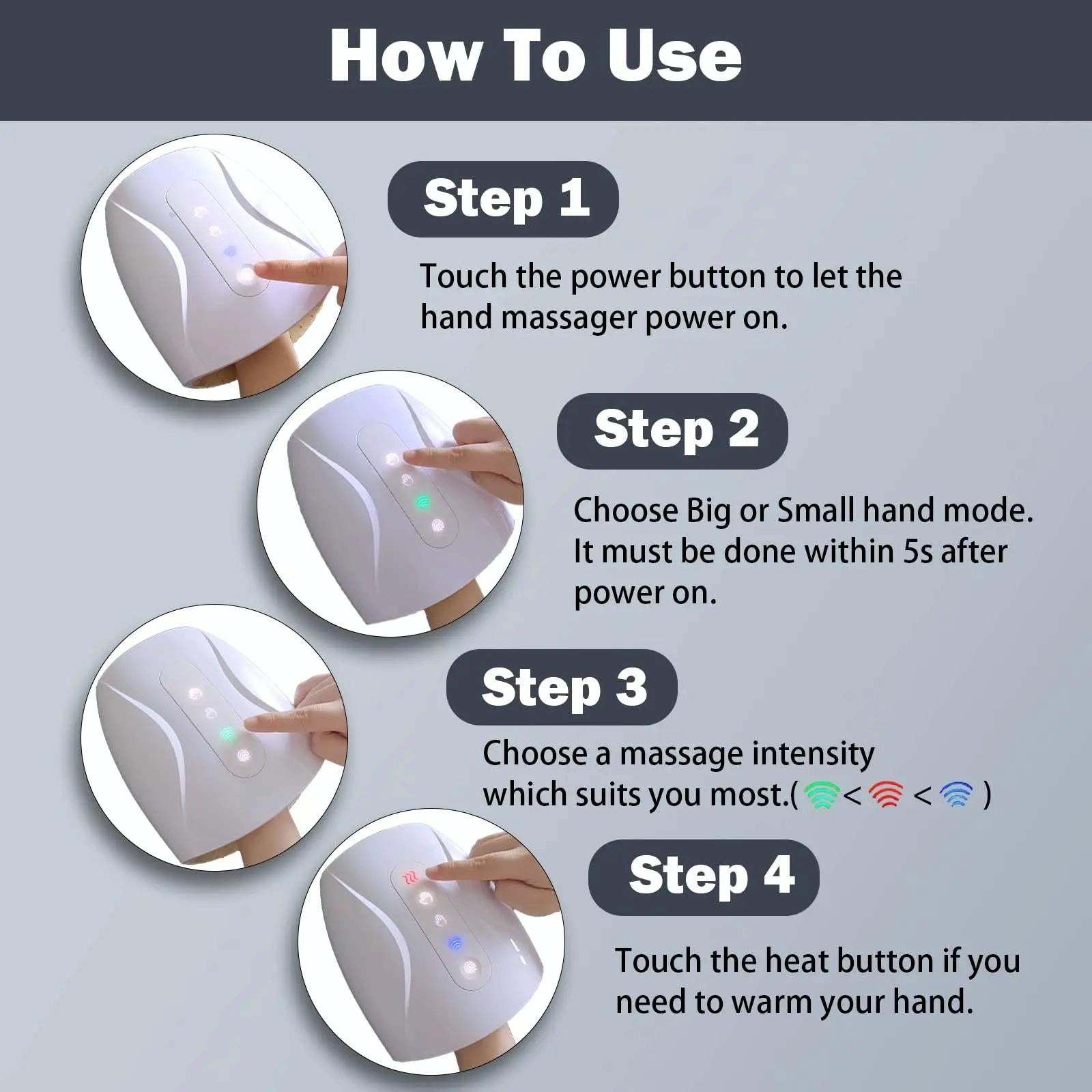 Hand Massager With Heat 3 Intensity Levels Convex Point Massage