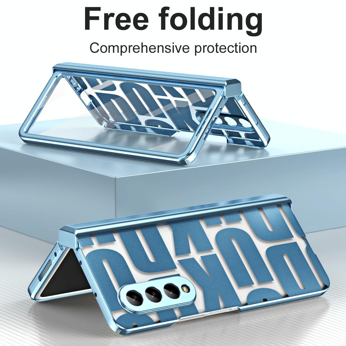 Foldable Electroplated Phone Case For Samsung Galaxy Z Fold 4 5G With Hinge