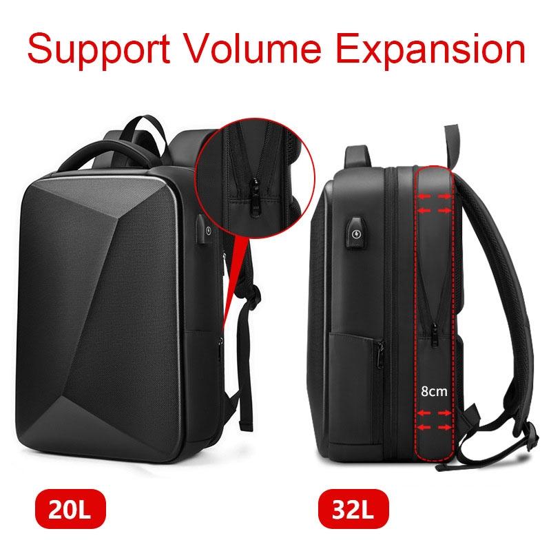 Expandable Usb Laptop Backpack for Business Travel - Black