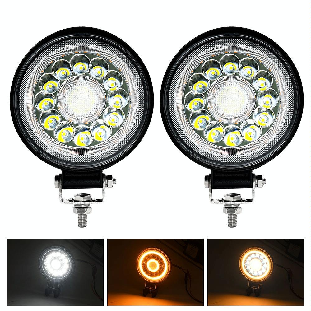 1 Pair 4 Inch Round Double Circle Angel Eye Work Light Black