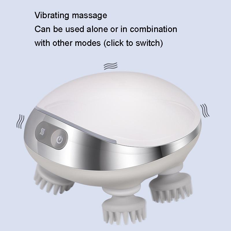 Electric Head Massager With Hot Compress & Vibration Waterproof English Version