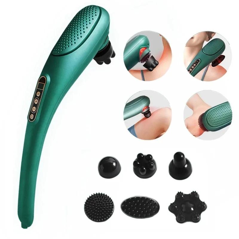 6-In-1 Handheld Massager 15 Modes Heating & Vibration Green