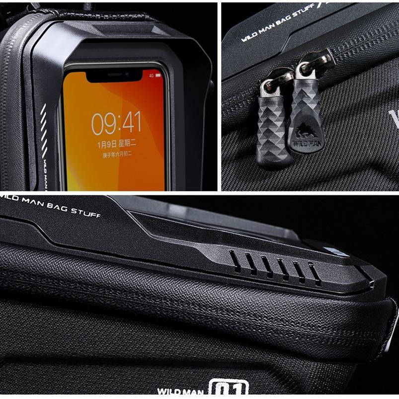 1L Hard Shell Bike Handlebar Bag With Touch Screen - Twill