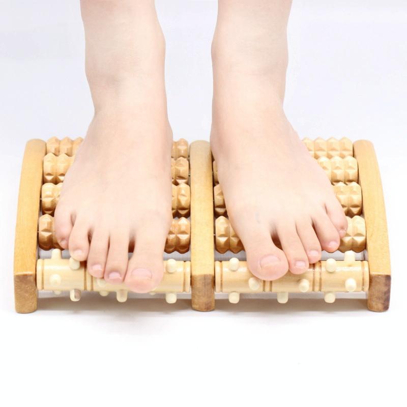 5-Row Foot Massager Wooden Roller 27X19X4.5Cm