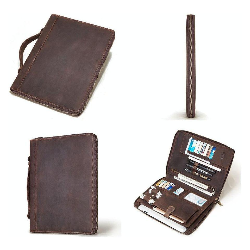 Black Leather Business Handbag For Computer Protection