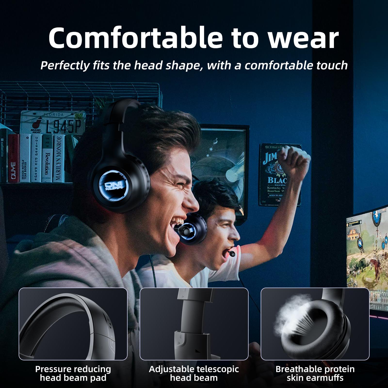 40Mm Custom Drive Game Headphones With Abyss Lamp Effect Black