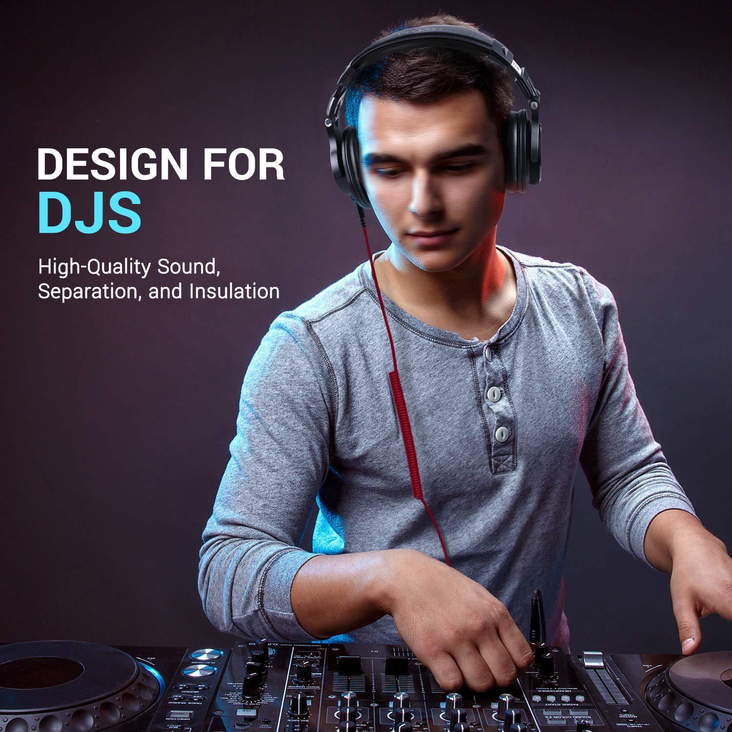 Dj Monitor Headphones With Mic Black