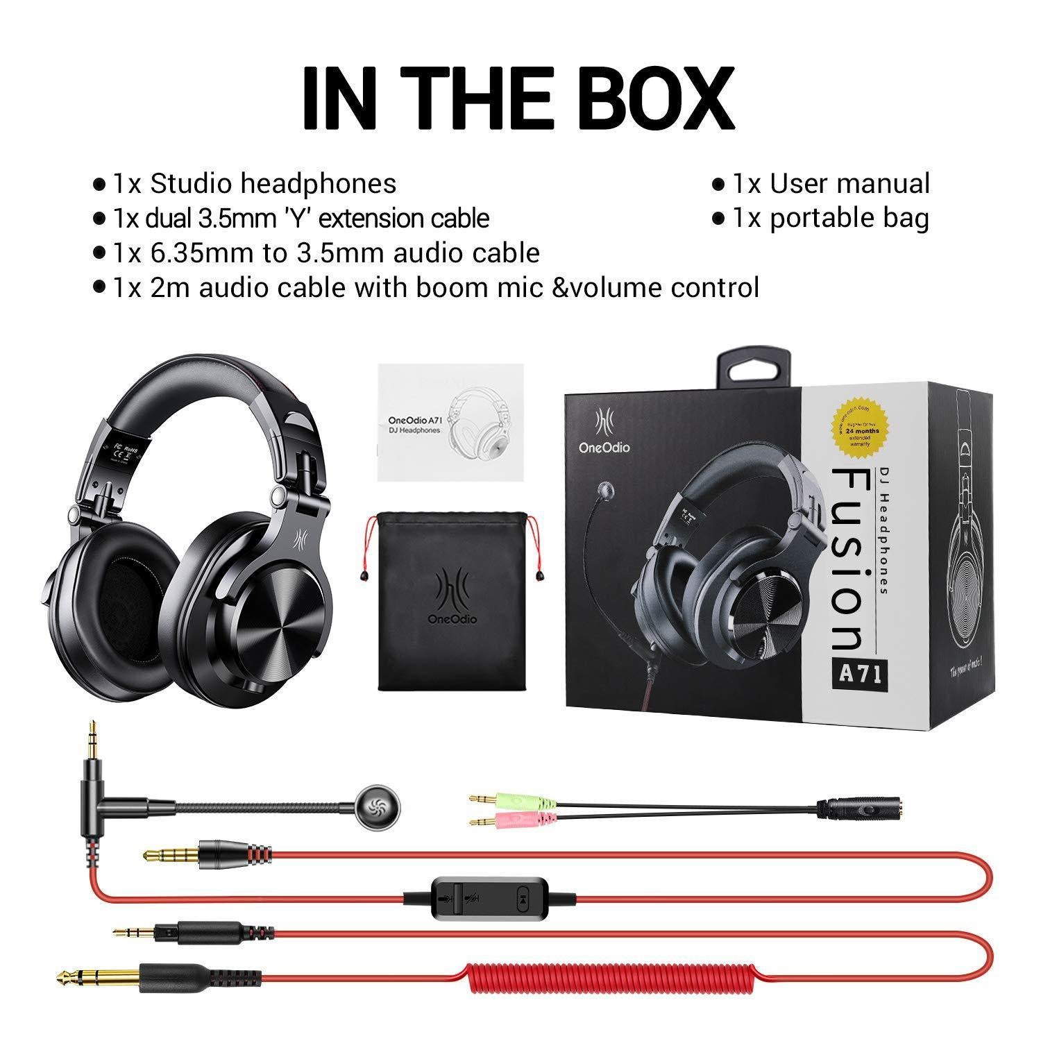 Dj Monitor Headphones With Mic Black