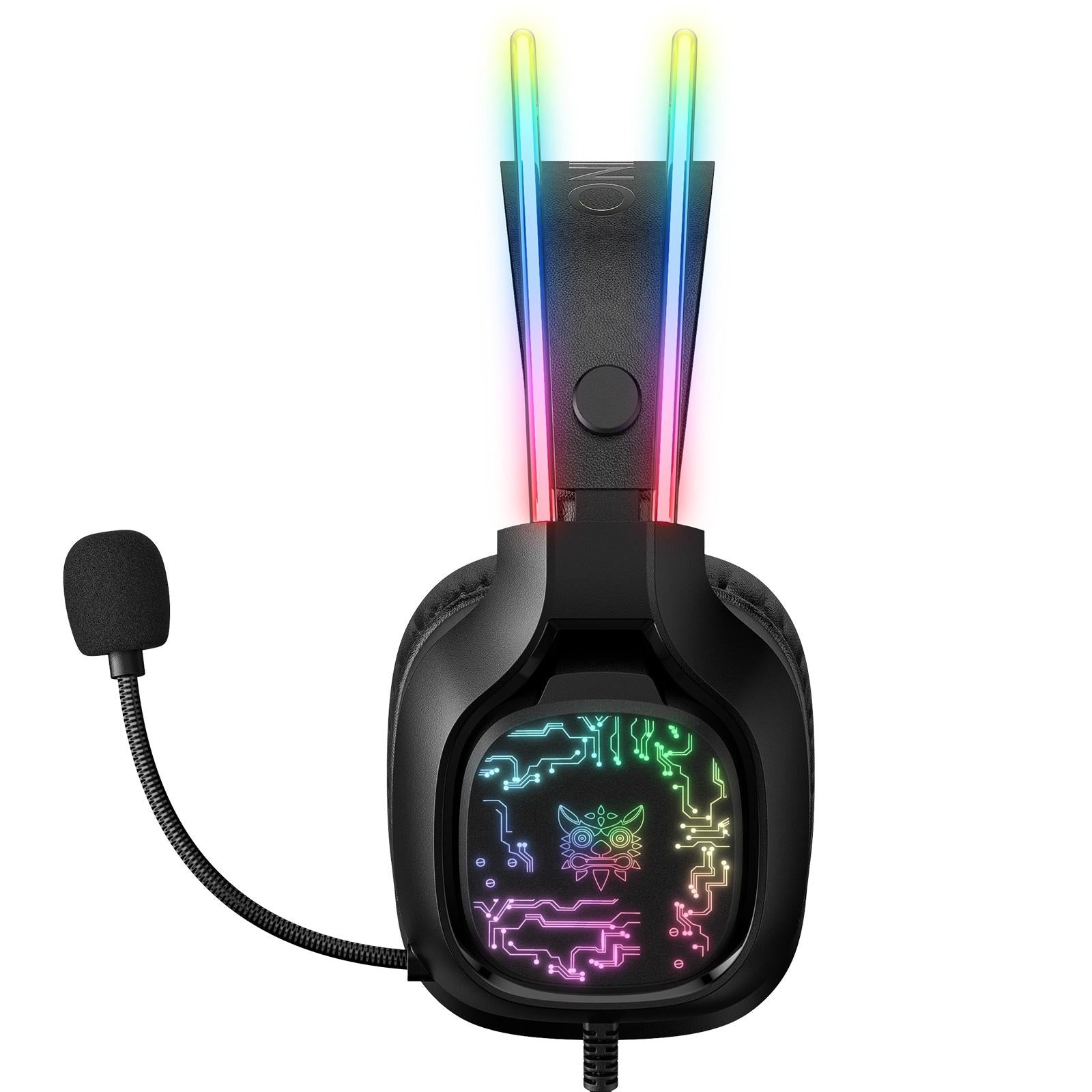Colourful Light Gaming Headset With Mic 1.8M Cable - Black