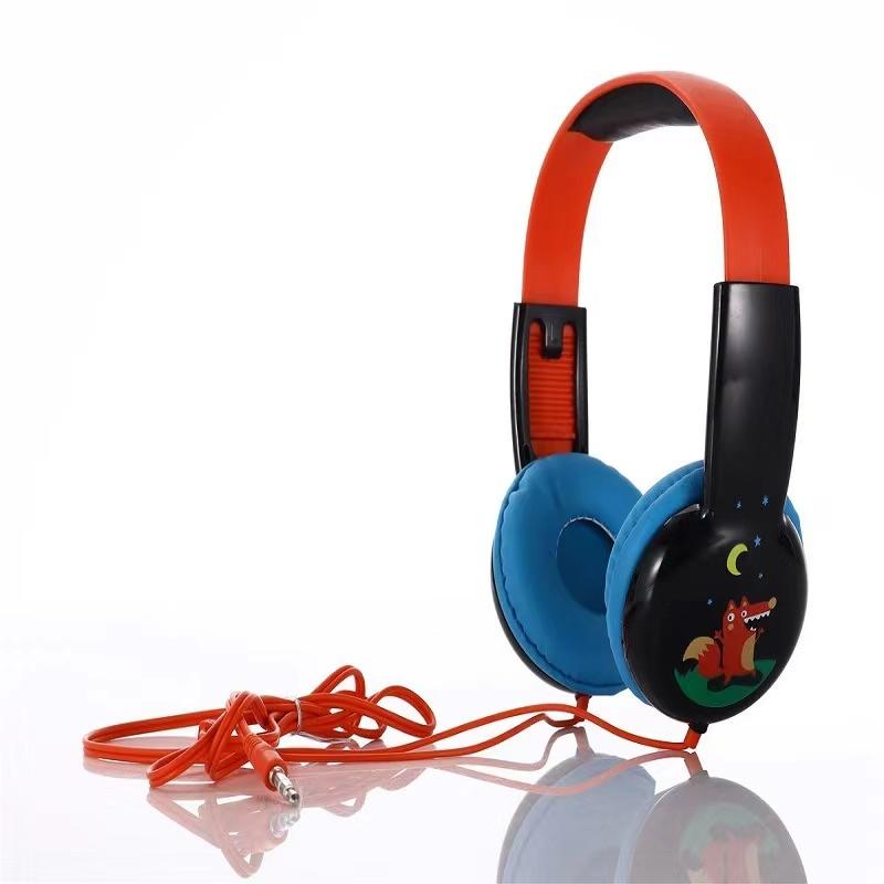 Portable Children'S Wired Headphones - Black Red