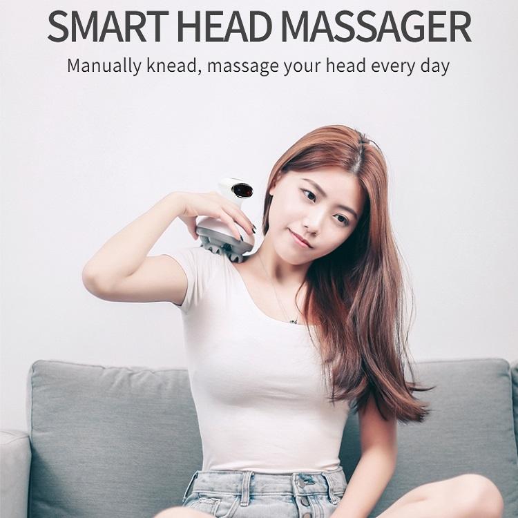 Smart Vibrating Kneading Head Massager English White