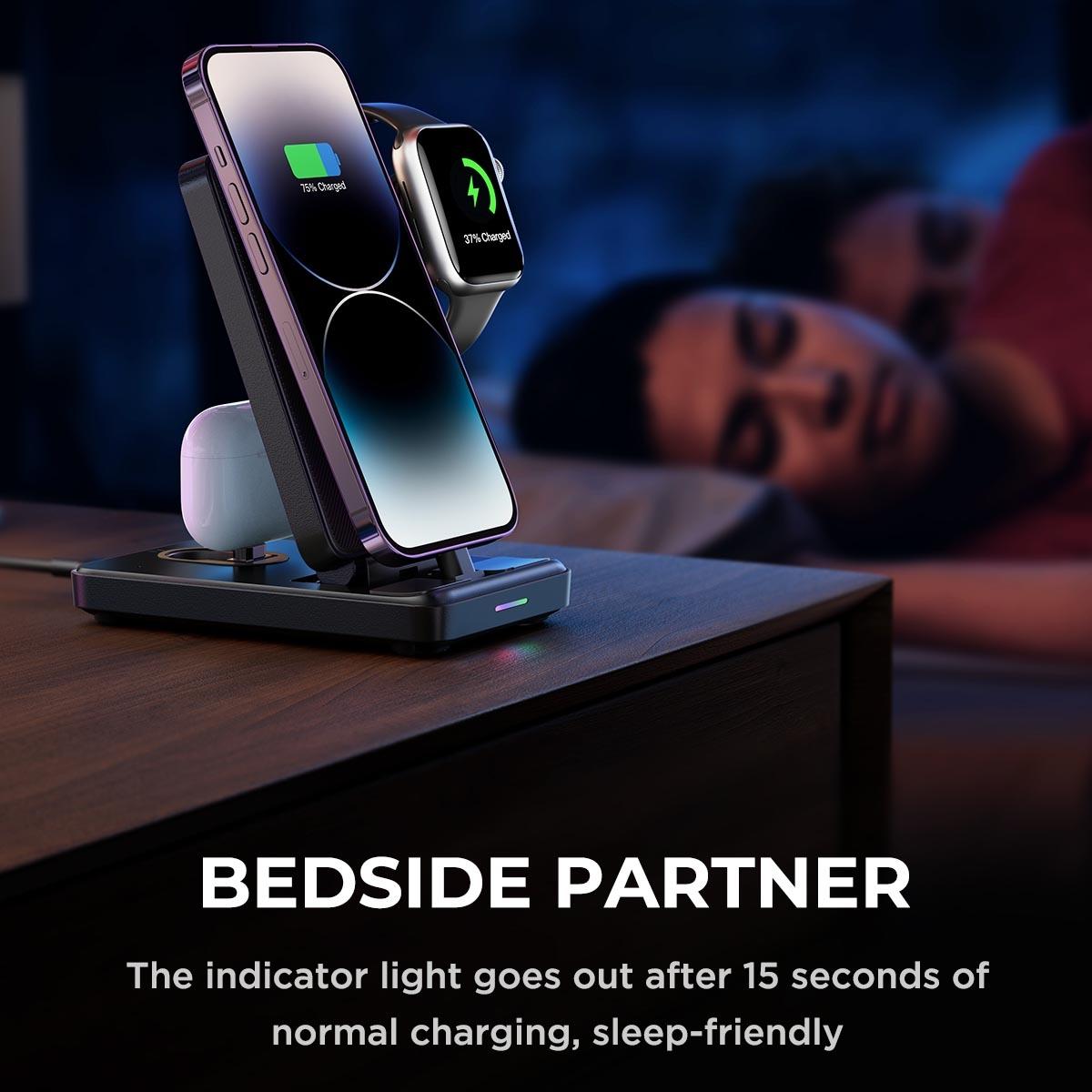 4 In 1 Wireless Charging Stand For Iphone / Airpods / Apple Watch Black