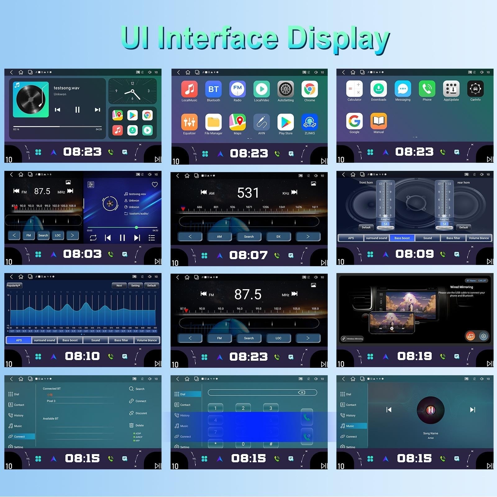 11.8 Inch Android Carplay Player - 4 + 64G - Dual Knob - Reversing Image