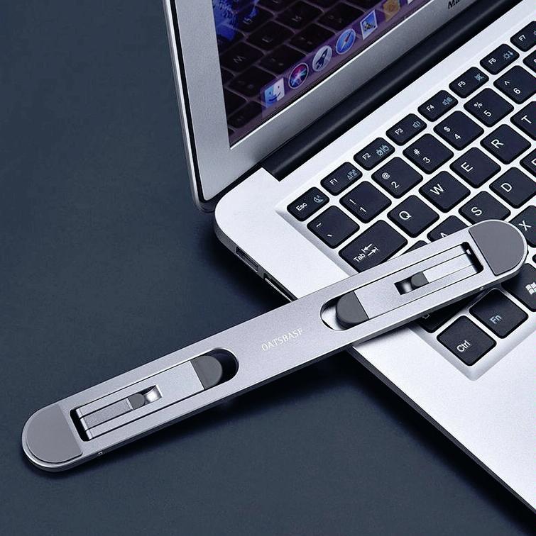 Foldable Laptop Stand with Fan and Heater - Portable and Adjustable - Silver