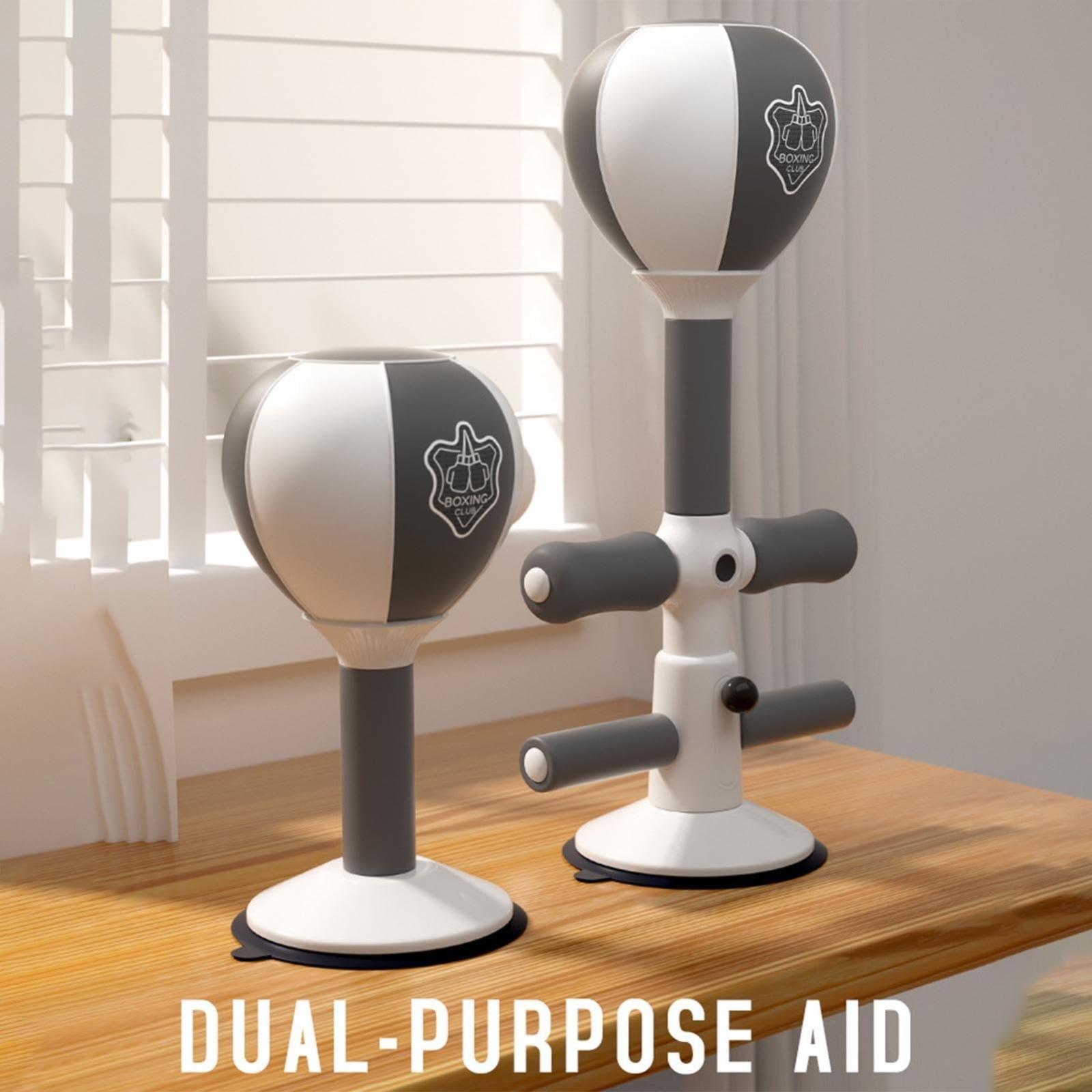 Adjustable 2-In-1 Sit-Up Boxing Ball Stand With Punching Bag - Gray / White