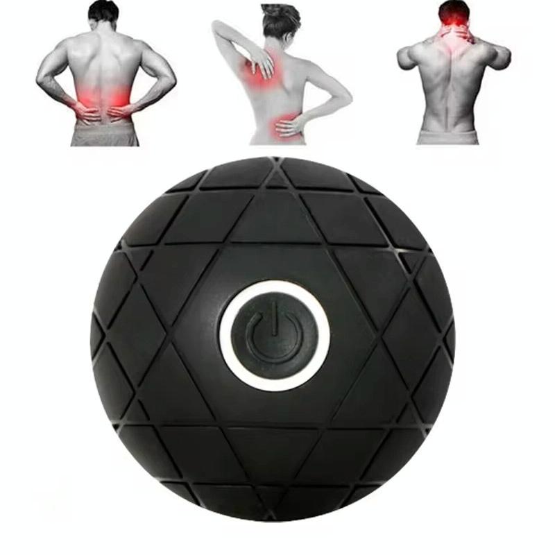 Rechargeable 3D Vibrating Massage Ball For Muscle Relaxation And Fitness Black