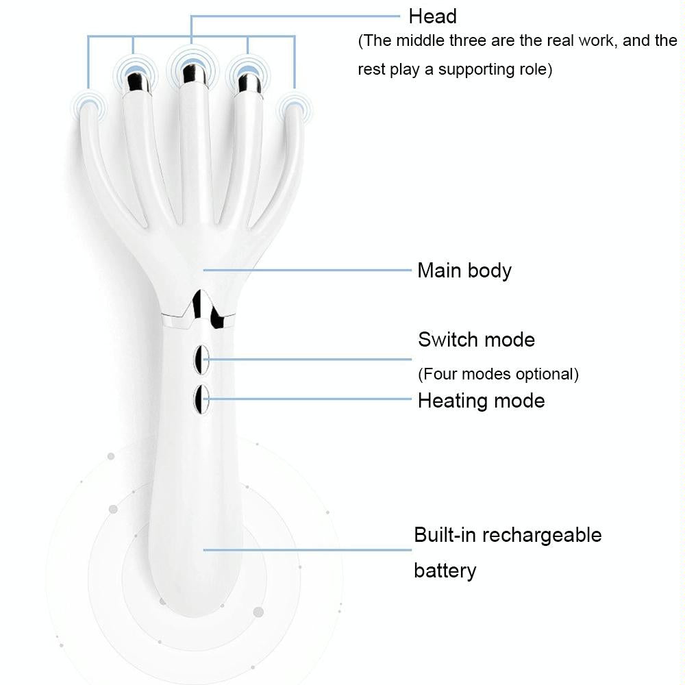 Heated Vibration Head Massager Mini Electric Comb Pearl White