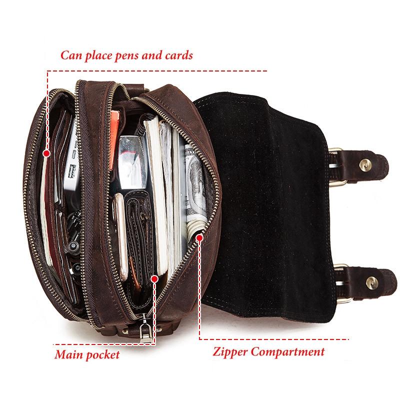 Brown Leather Crossbody Backpack For Men
