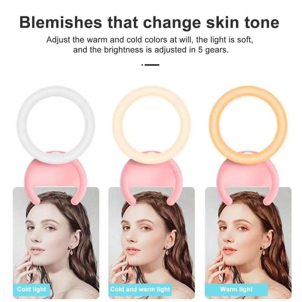 Clip-on Half-ring Fill Light for 10cm Mobile Phones - Pink
