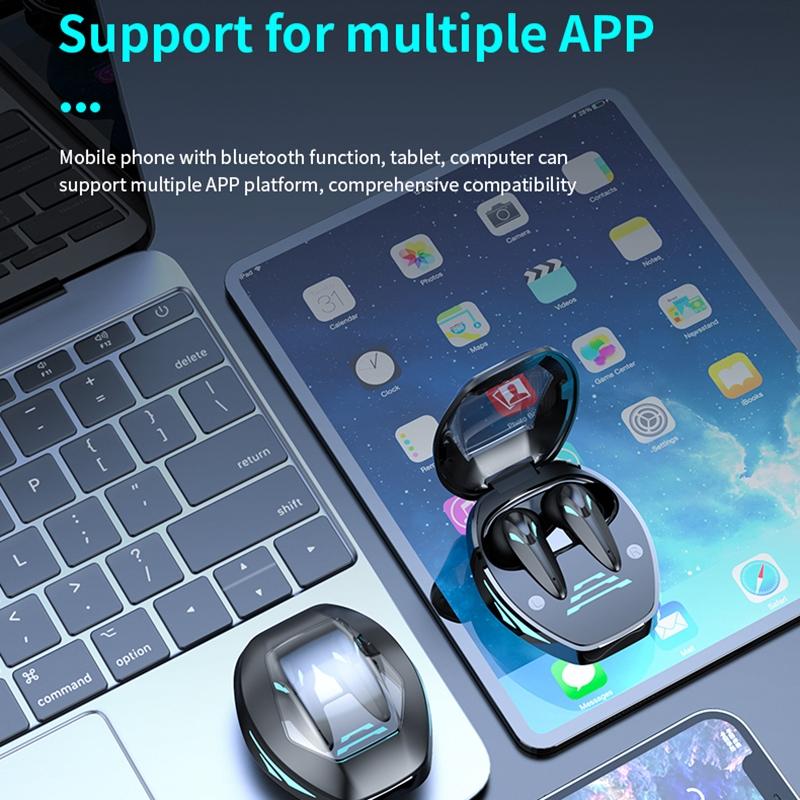 Wireless Gaming Earphones with Noise Reduction - Black