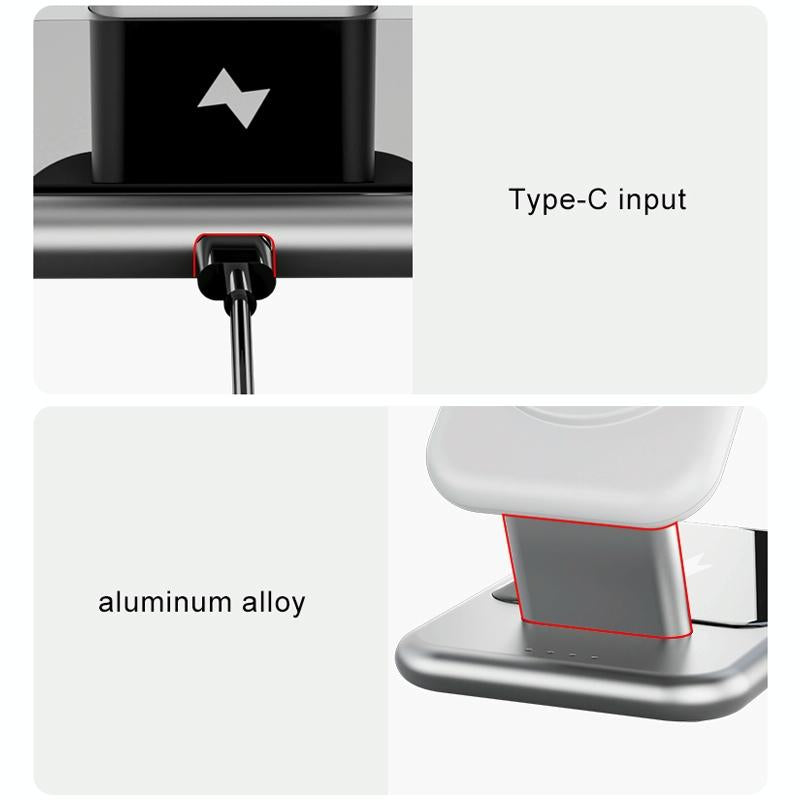 15W 3 In 1 Magnetic Wireless Charger - White