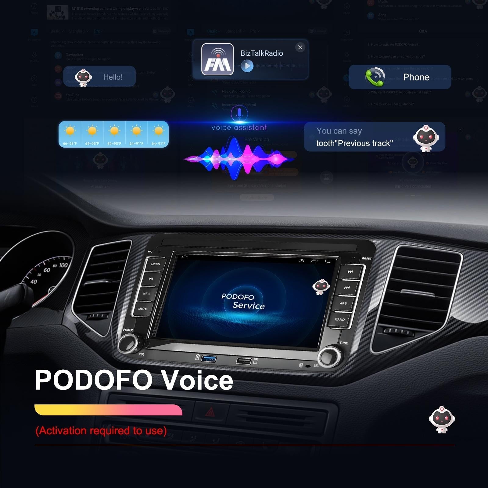 2 + 64G Carplay Android Navigation For Vw / Skoda - Reversing Camera - Large Screen