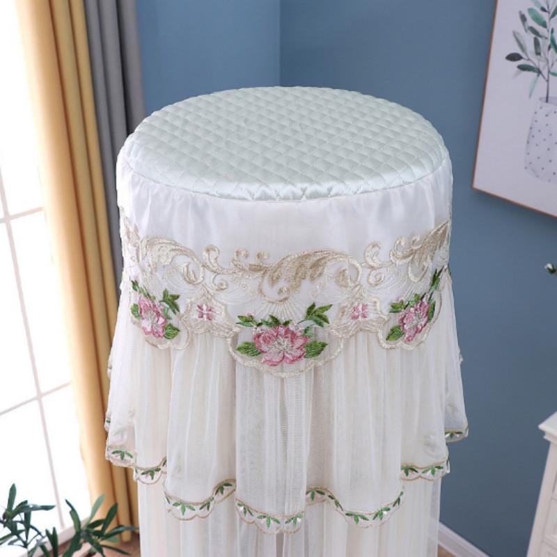 170cm Vertical Lace Air Conditioner Dust Cover - Round Column - White