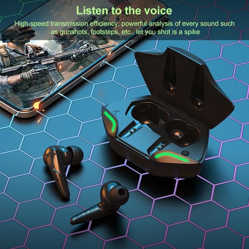 Wireless Gaming Earbuds with Bluetooth 5.0 and Led - Black