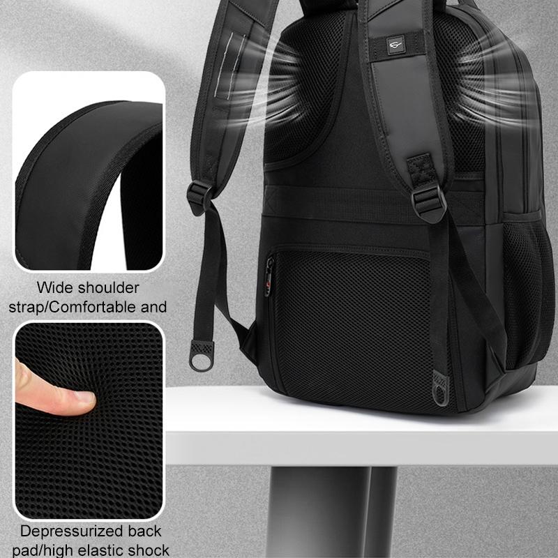 Waterproof Double Shoulder Backpack With Usb Black - 17 Inch