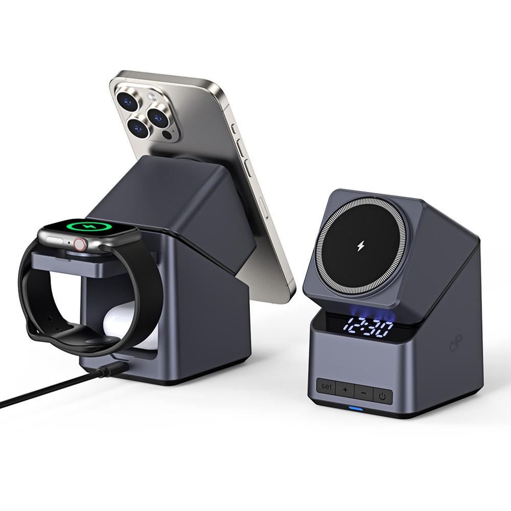 180° Rotating 4 In 1 Magnetic Wireless Charger Grey