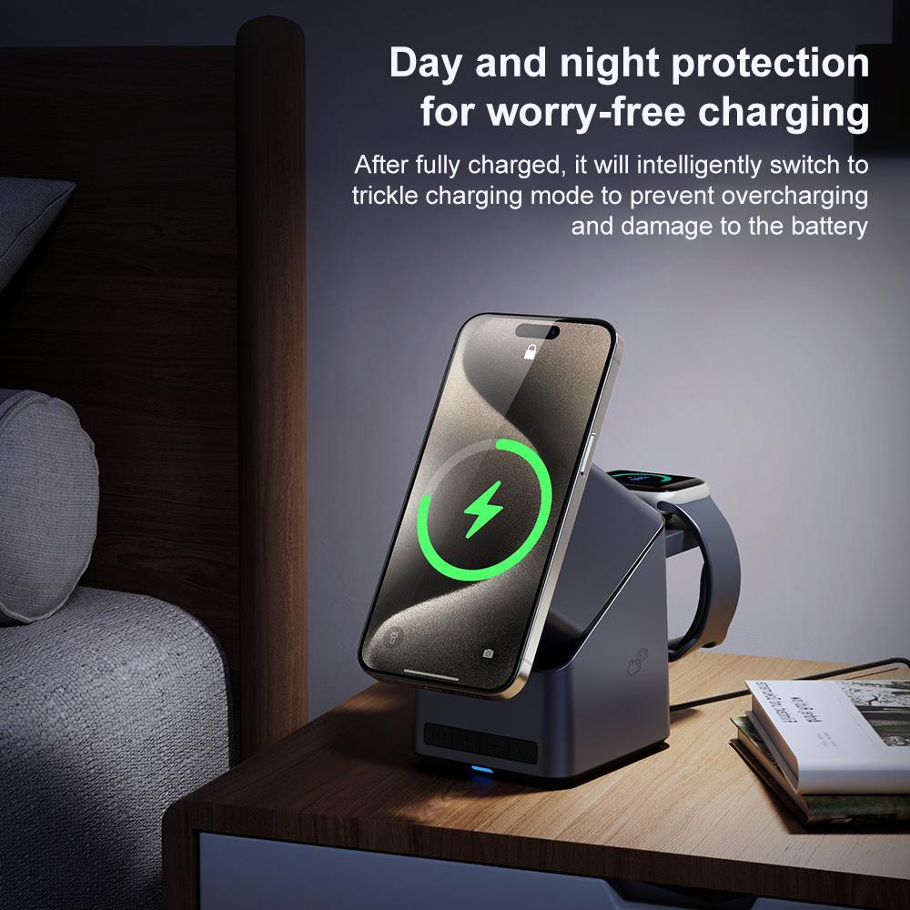 180° Rotating 4 In 1 Magnetic Wireless Charger Grey