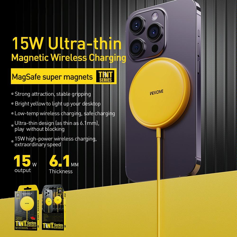 15W Magnetic Wireless Charger Yellow