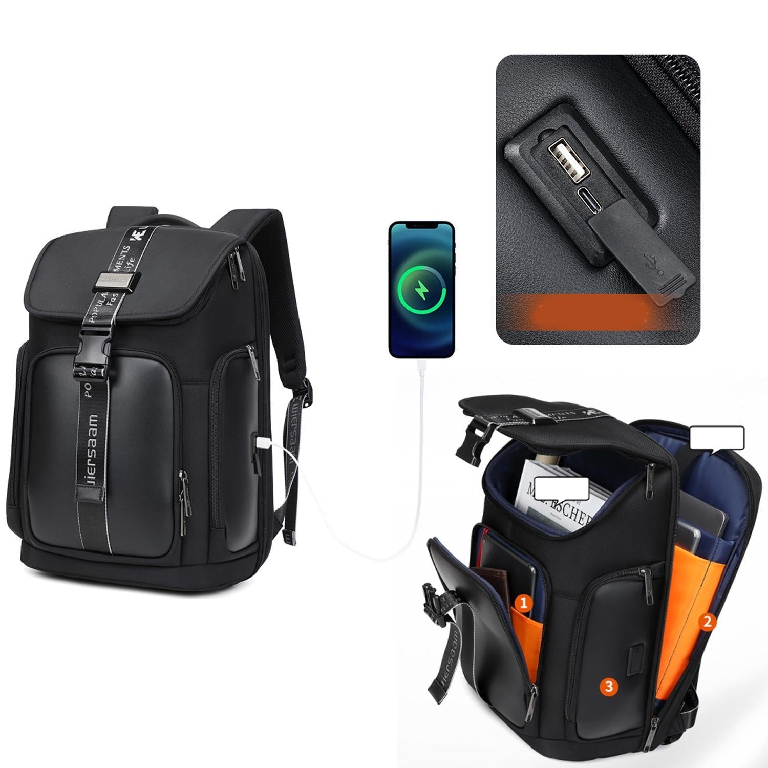 Waterproof Men Business Backpack Black