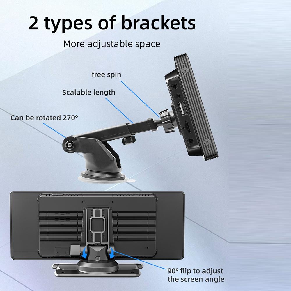 10.26 Inch Car Mp5 Player With Carplay / Android Auto - Portable Black